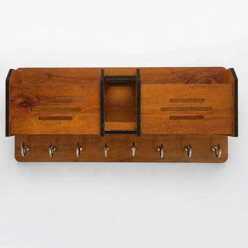Wooden Wall-Mounted Key & Mobile Holder