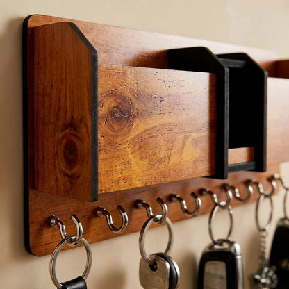 Wooden Wall-Mounted Key & Mobile Holder
