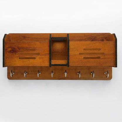 Wooden Wall-Mounted Key & Mobile Holder