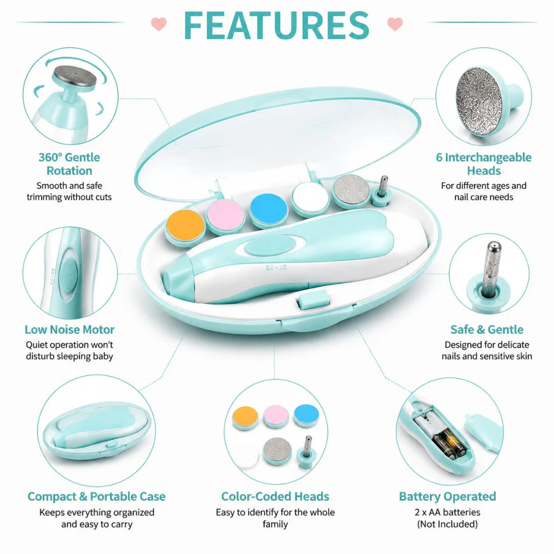 6 in 1 Electric Baby Nail Trimmer & Clipper Set
