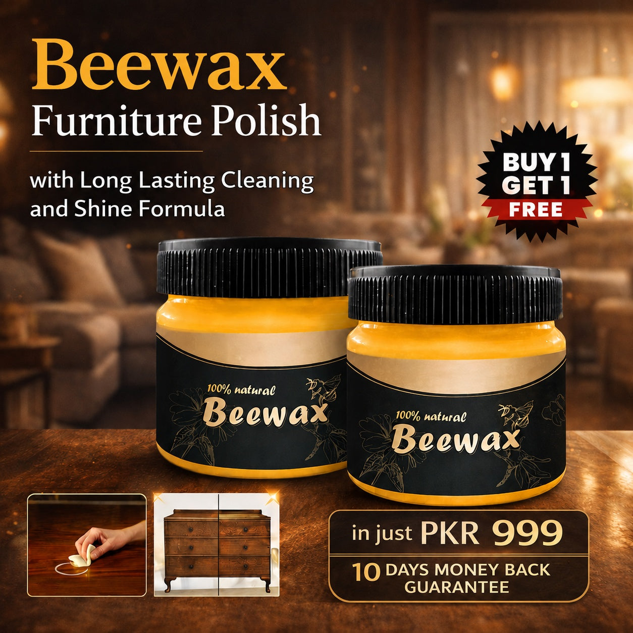 Natural Beeswax Wood Polisher