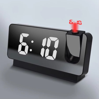 LED Mirror Display Plug-In Alarm Clock with Time Projection