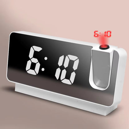 LED Mirror Display Plug-In Alarm Clock with Time Projection