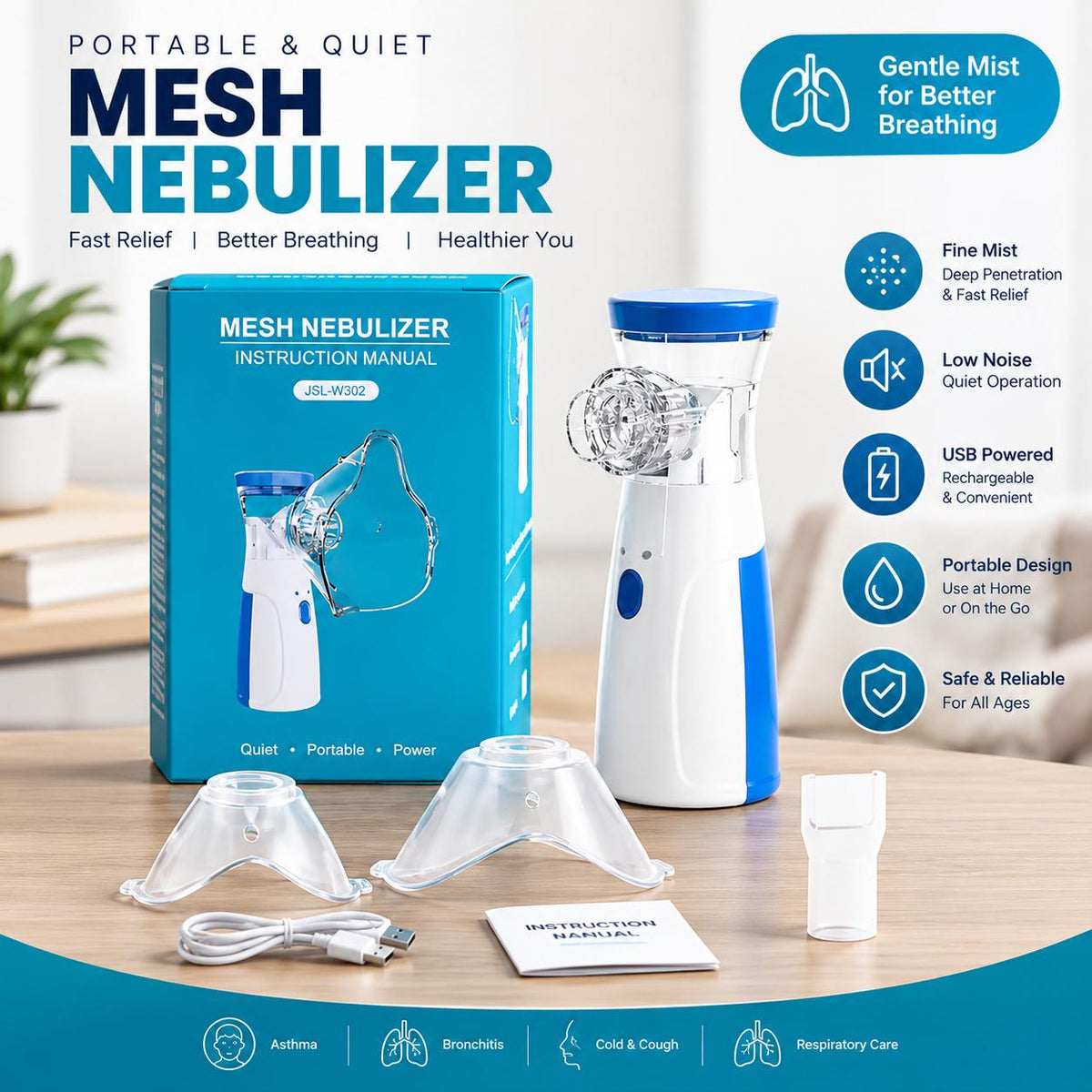 Portable Inhale Mesh Nebulizer
